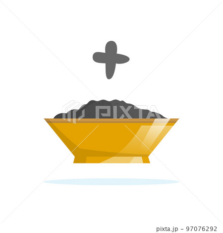 Golden bowl with ashes for ash wednesday. Lent season concept 97076292