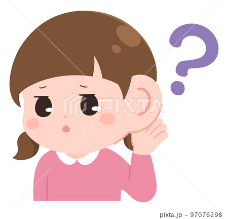 中耳炎の症状_難聴_聞こえない女の子のイラスト 97076298