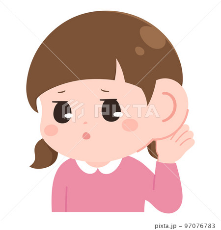 聞き耳を立てる女の子のイラスト 97076783