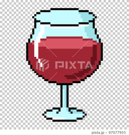 Pixel illustration of a glass of red wine 97077955