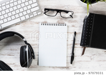 Top view modern office workspace Top view modern office workspace 97079331
