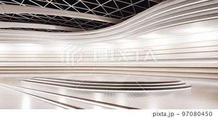 Exhibit hall designed interior in illumination Exhibit hall designed interior in illumination 97080450