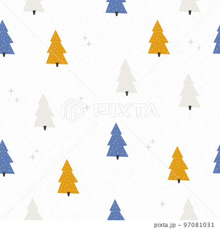 Seamless pattern with hand drawn Christmas trees Seamless pattern with hand drawn Christmas trees 97081031