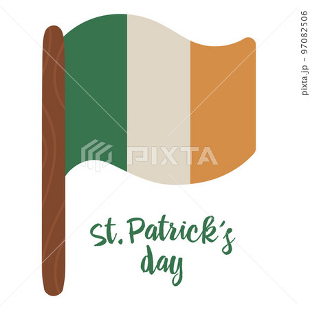 Vector flat funny Flag of Ireland. Cute St. Patrick Day illustration. National Irish holiday icon isolated on white background. Vector flat funny Flag of Ireland. Cute St. Patrick Day illustration. National Irish holiday icon isolated on white background. 97082506