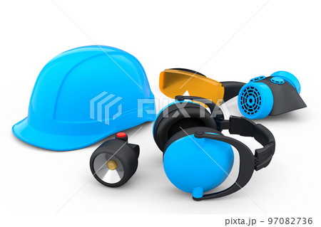 Set of construction wear for repair and installation on white background Set of construction wear for repair and installation on white background 97082736