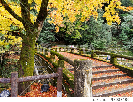 大阪府箕面公園 滝道の紅葉橋 大阪府箕面公園 滝道の紅葉橋 97088100