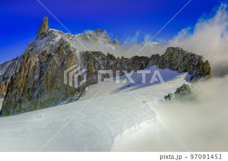 Monte Bianco, Mont Blanc landscape and Dent du Geant, Aosta Valley, Italy 97091451