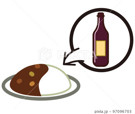 赤ワインの入ったカレーライス　カラーアイコンイラスト 97096703