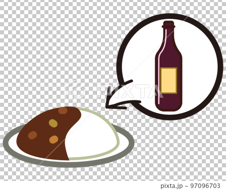 赤ワインの入ったカレーライス　カラーアイコンイラスト 97096703