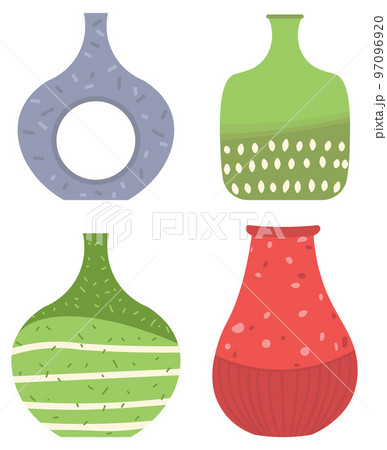 Green Striped Vase Isolated on White Vector Image Green Striped Vase Isolated on White Vector Image 97096920