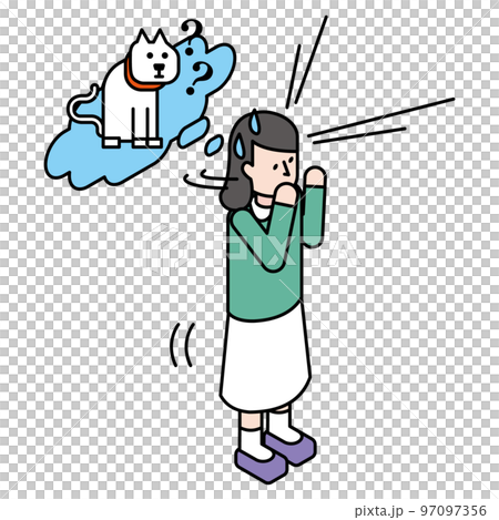 Isometric illustration of an escaped cat and an owner in a hurry 97097356