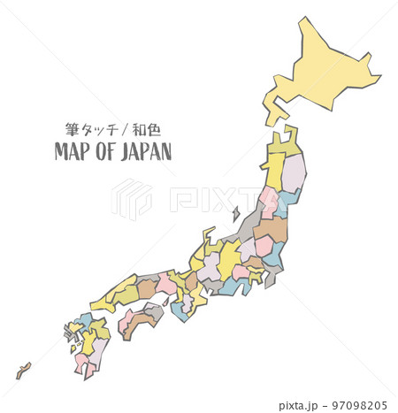 手描き筆タッチのベクター日本地図 97098205