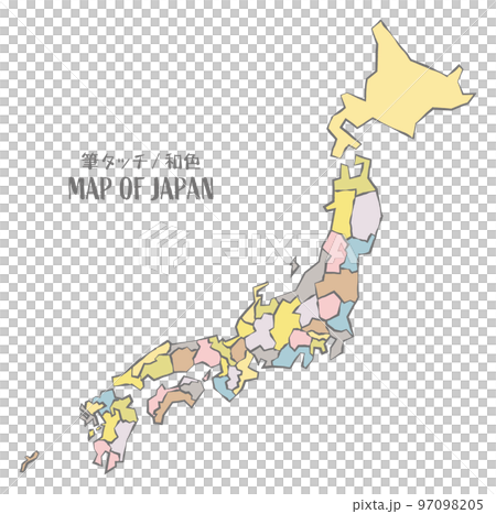 手描き筆タッチのベクター日本地図 97098205