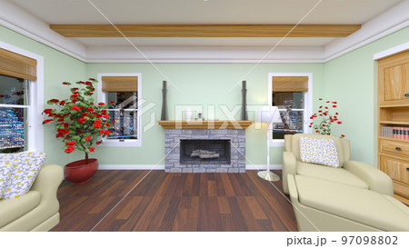 夜景が見えるリビングルーム 夜景が見えるリビングルーム 97098802