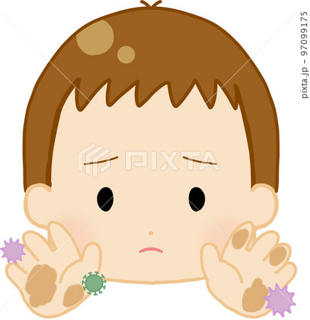 手が汚れている赤ちゃん 97099175