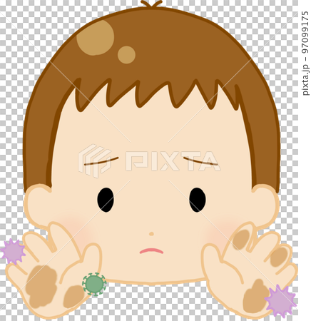 手が汚れている赤ちゃん 97099175