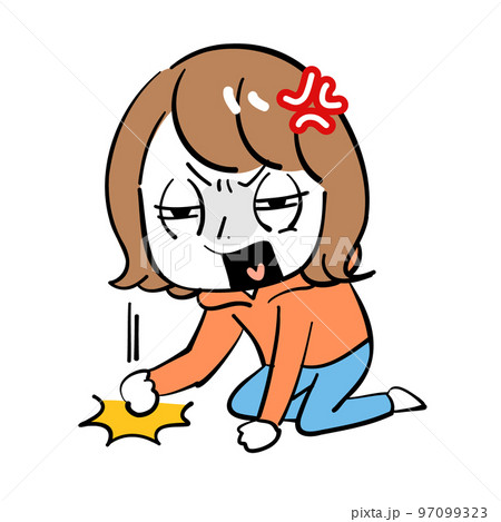 女性　激怒　床ドン 97099323