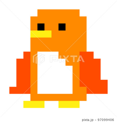 ドット絵　アイコン　ペンギン　オレンジ 97099406