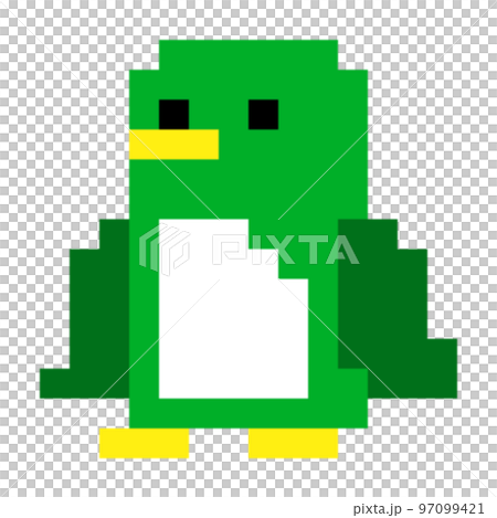 像素藝術圖標企鵝綠色 97099421
