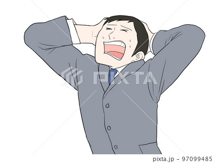 頭を抱えるサラリーマン グレー 97099485