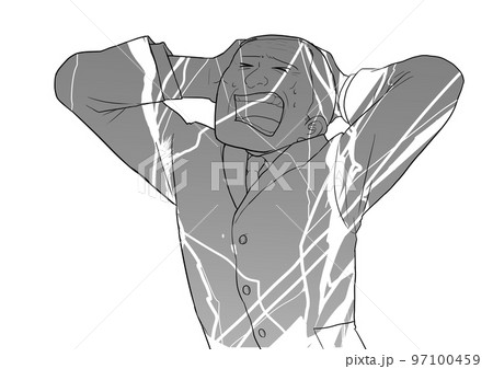 頭を抱えるサラリーマン　中年　ショック 97100459