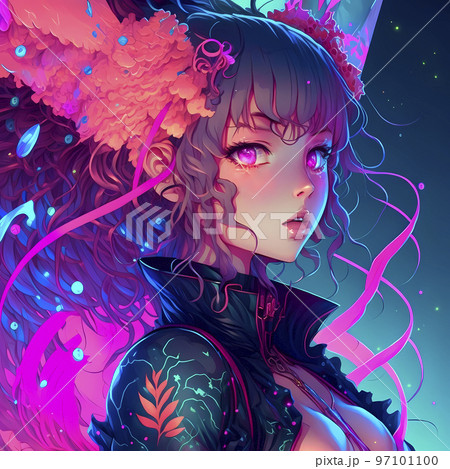 Cyberpunk style cute girl anime neon anime girl cyberpunk anime wallpaper  cute anime girl ai generative