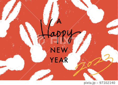 Rabbit silhouette New Year's card (vermilion) Horizontal Rabbit silhouette New Year's card (vermilion) Horizontal 97102140