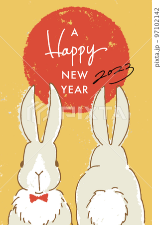 Rabbit's face and buttocks New Year's card Vertical Rabbit's face and buttocks New Year's card Vertical 97102142