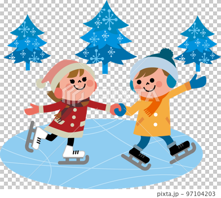 アイススケートをする子供たち 97104203