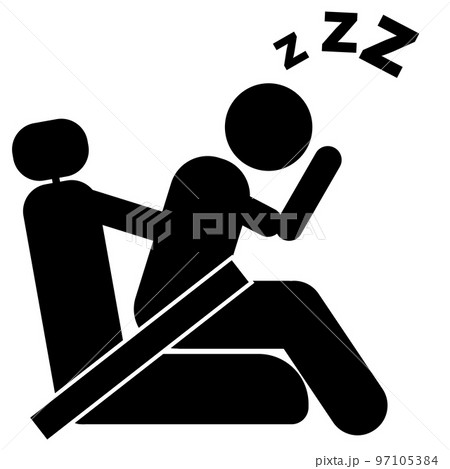 Don't drive tired on white background. flat style. 97105384