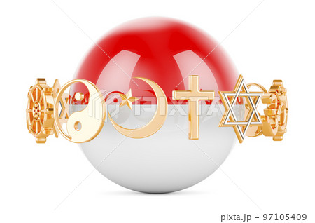 Indonesian, Monacan flag painted on sphere with...のイラスト素材 [97105409 ...