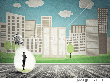 Businesswoman trapped in bulb Businesswoman trapped in bulb 97106190