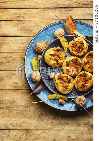 Fresh buns with nut filling, dessert Fresh buns with nut filling, dessert 97106205