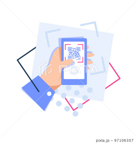 QR code scanning process,Code and text on the...のイラスト素材 [97106307] - PIXTA