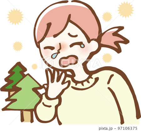 花粉がひどい女性 イラスト 花粉がひどい女性 イラスト 97106375