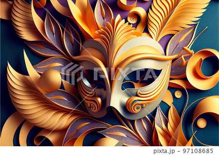 festive carnival mask with rich decoration, Italian carnival paraphernalia, party paraphernalia 97108685