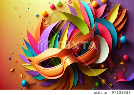 festive carnival mask with rich decoration, Italian carnival paraphernalia, party paraphernalia 97108688