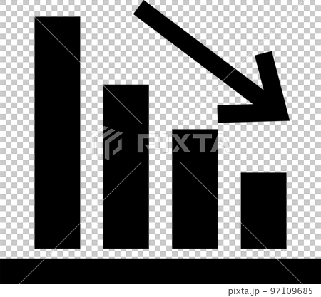 向下傾斜的圖形的單色插圖 向下傾斜的圖形的單色插圖 97109685