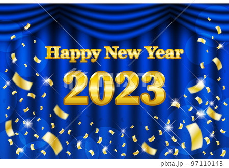 年賀状2023年ハッピーニューイヤー＿ブルー 97110143