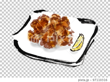 Hand drawn Japanese style illustration material of fried chicken Hand drawn Japanese style illustration material of fried chicken 97110316