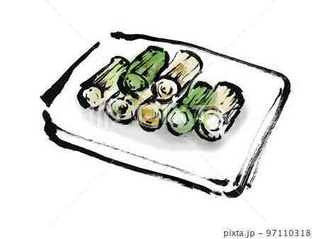 焼き葱の手描き和風イラスト素材 97110318