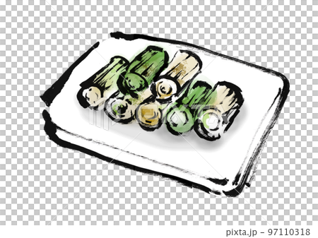 焼き葱の手描き和風イラスト素材 97110318