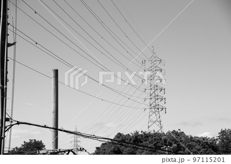 送電線(モノクロ) 送電線(モノクロ) 97115201