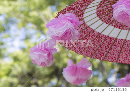 くり祭　傘　花飾り　日本傘　神楽　江戸の里神楽　大國魂神社　栗の露店販売 97116156