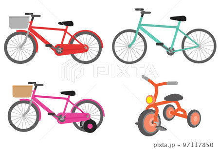 自転車　三輪車　ママチャリ　素材　詰め合わせセット　イラスト 97117850