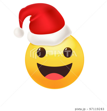 Emoticon with Santa Hat on his head isolated. Cartoon and funny style. 97119283