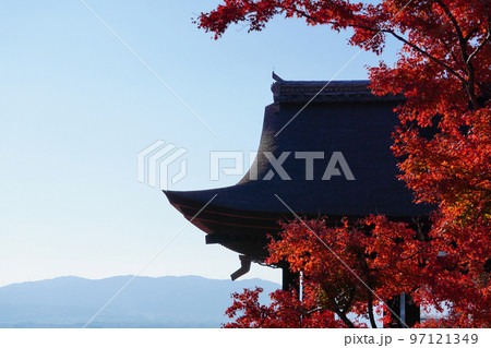 清水寺本堂のシルエットと紅葉 清水寺本堂のシルエットと紅葉 97121349