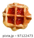 Waffle strawberry jam isolated on white background 97122473