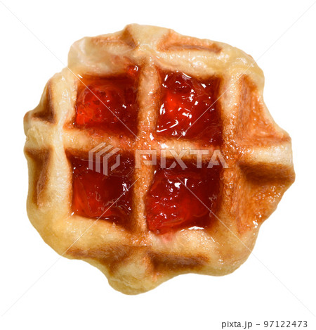 Waffle strawberry jam isolated on white background Waffle strawberry jam isolated on white background 97122473