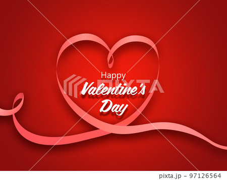 ハートマーク　愛情　リボン　バレンタイン素材 97126564